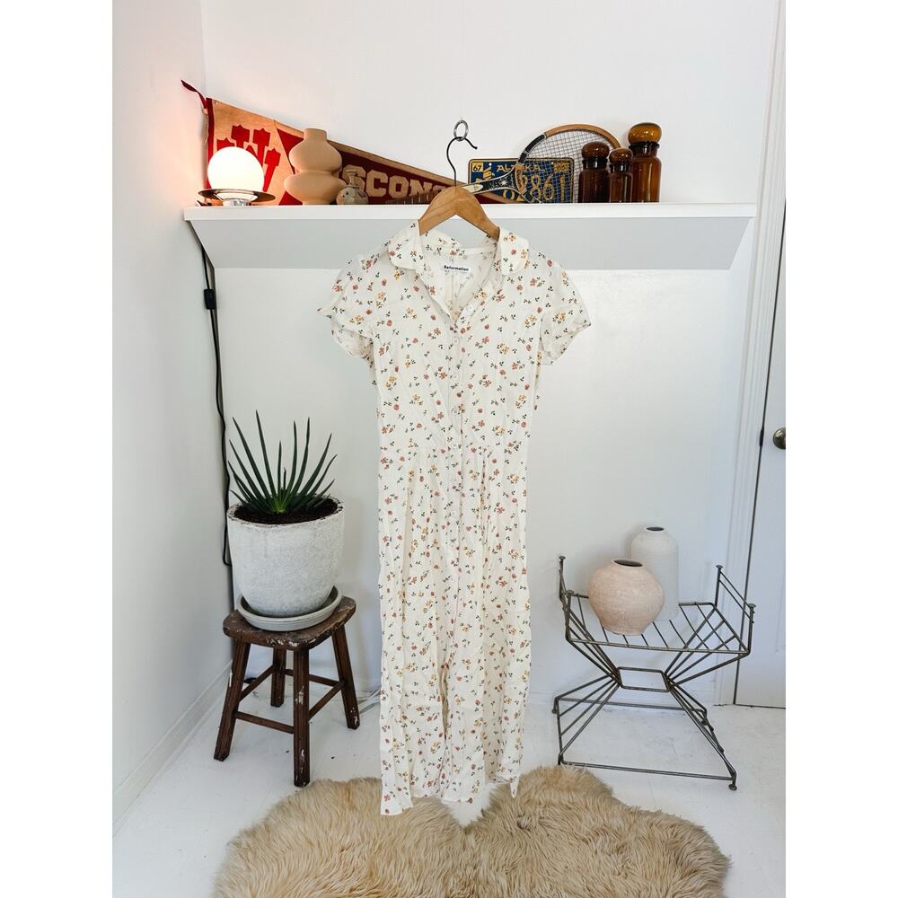 Reformation Floral Wilma Collar Midi Dress